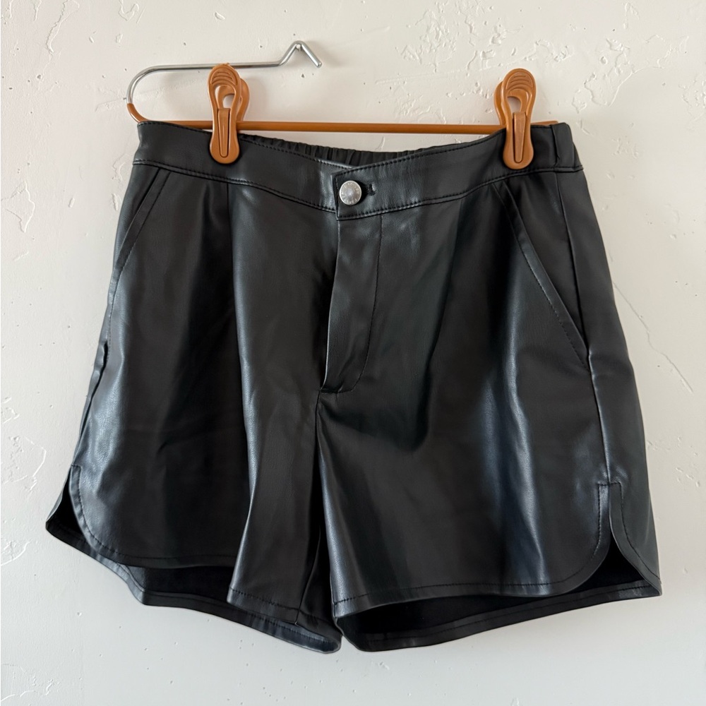 Black Leather Women Shorts